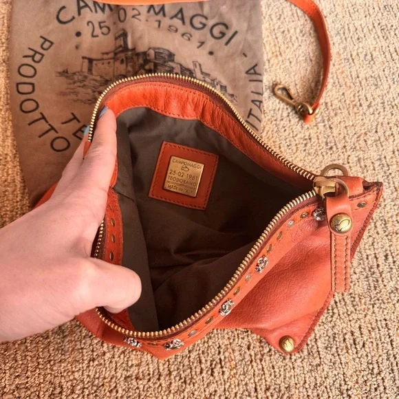 Campomaggi Bag New Free People Purse crossbody orange studded - Picture 9 of 11